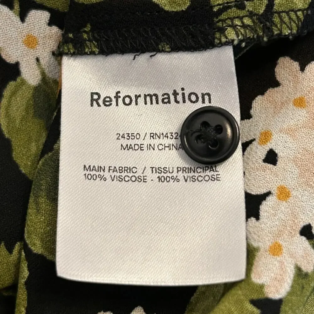 Reformation Violet Long Sleeve Button Front Blouse In Clementine Oranges Small - Picture 9 of 11